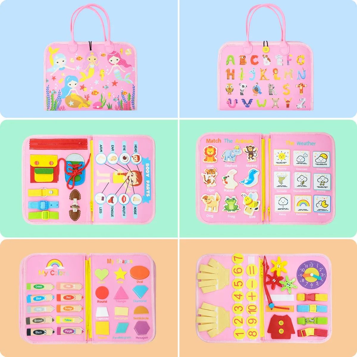 Tablero ocupado Montessori, juguete de viaje silencioso para ni&ntilde;os peque&ntilde;os de 1, 2, 3 y 4 a&ntilde;os, educativo, sensorial, aprendizaje preescolar, habilidad motora fina