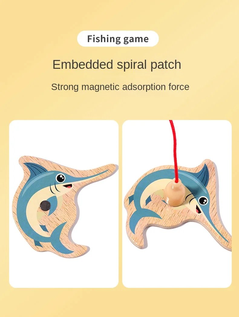Juguetes de pesca de madera Montessori para niños, juegos de peces cognitivos de vida marina de dibujos animados, juguete educativo interactivo para padres e hijos Juguetes de pesca de madera Montessori para niños, juegos de peces cognitivos de vida marina de dibujos animados, juguete educativo interactivo para padres e hijos