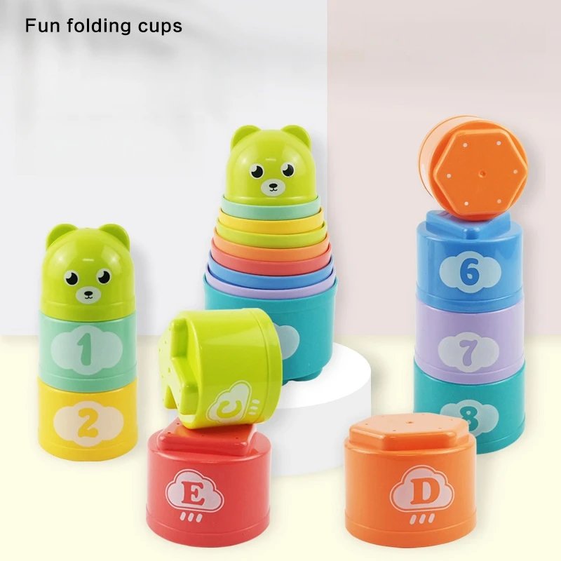 Taza apilable de letras y n&uacute;meros divertidos para ni&ntilde;os, rompecabezas sensorial educativo temprano Montessori para beb&eacute;s, juegos de velocidad, juguetes para ni&ntilde;os, regalos