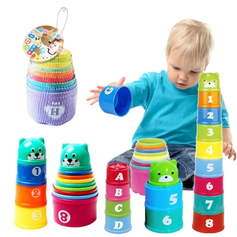 Taza apilable de letras y n&uacute;meros divertidos para ni&ntilde;os, rompecabezas sensorial educativo temprano Montessori para beb&eacute;s, juegos de velocidad, juguetes para ni&ntilde;os, regalos