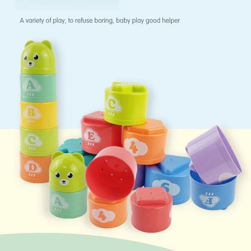 Taza apilable de letras y n&uacute;meros divertidos para ni&ntilde;os, rompecabezas sensorial educativo temprano Montessori para beb&eacute;s, juegos de velocidad, juguetes para ni&ntilde;os, regalos