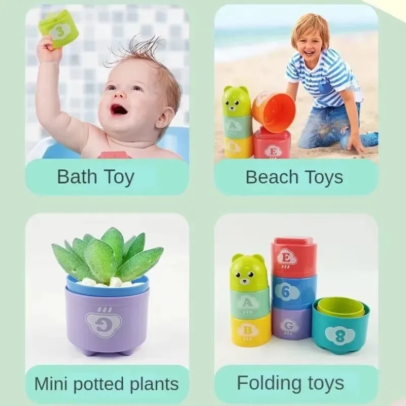 Taza apilable de letras y n&uacute;meros divertidos para ni&ntilde;os, rompecabezas sensorial educativo temprano Montessori para beb&eacute;s, juegos de velocidad, juguetes para ni&ntilde;os, regalos