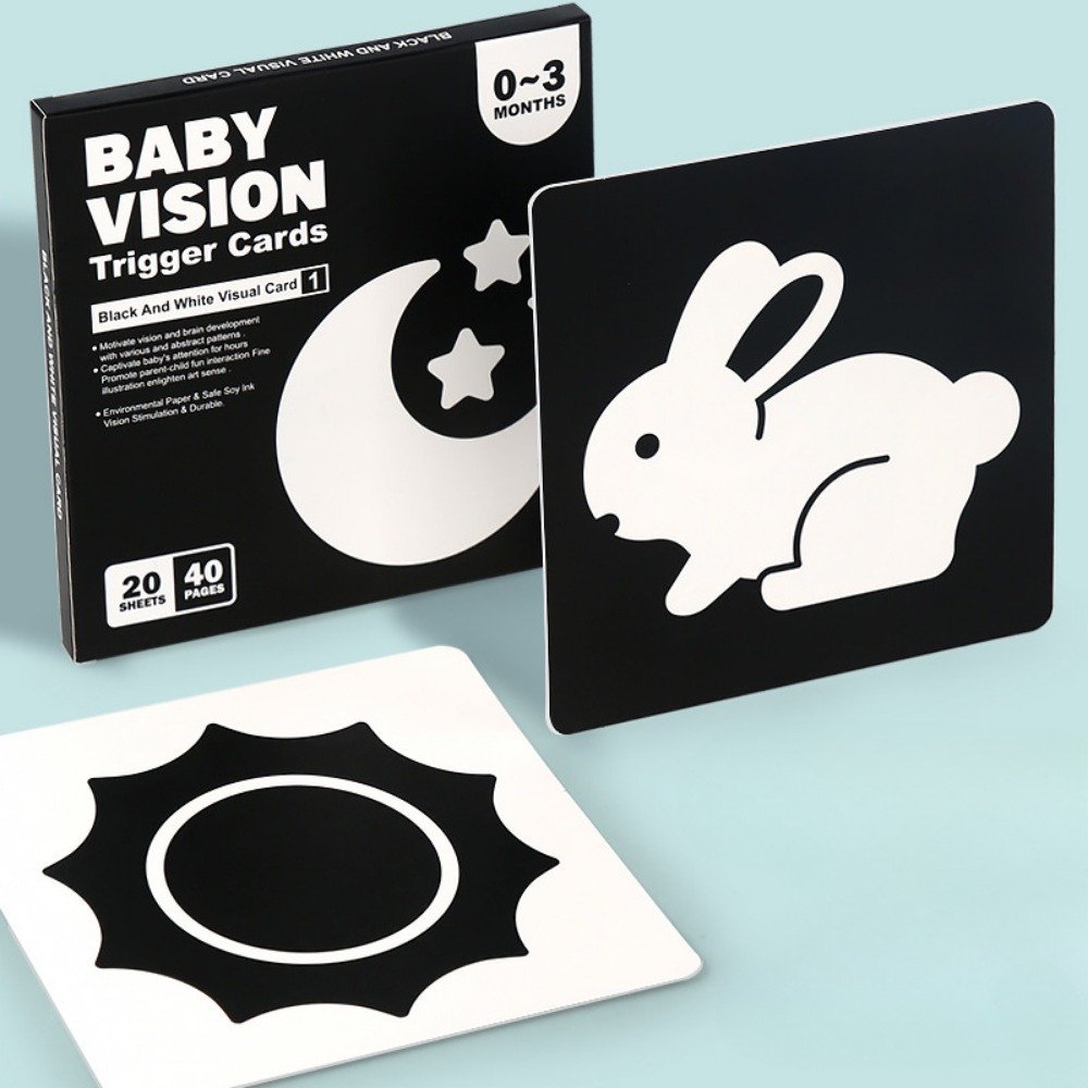 Tarjetas de visi&oacute;n para beb&eacute;s Montessori de 0 a 12 meses, tarjetas de alto contraste en blanco y negro, estimulan el aprendizaje temprano Visual para reci&eacute;n nacidos, juguetes para beb&eacute;s