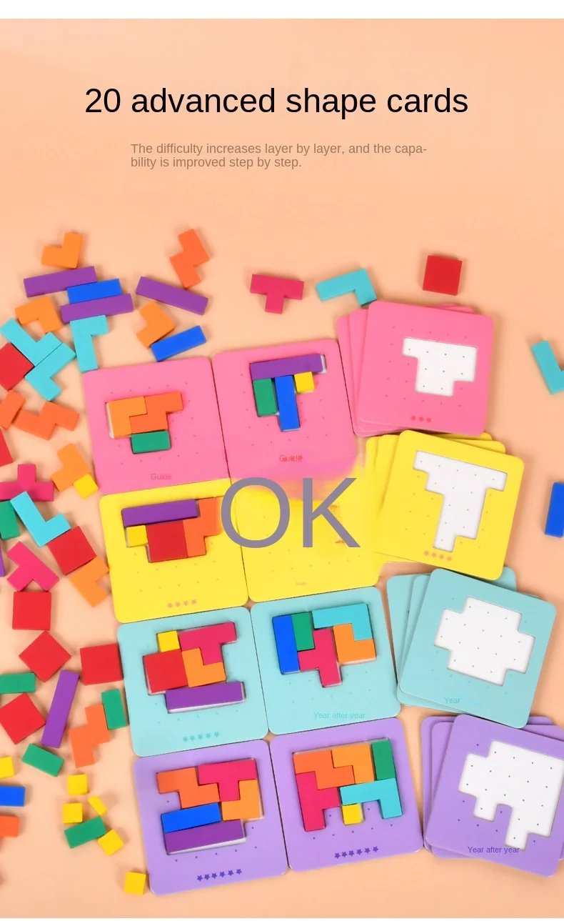 Rompecabezas de escritorio Montessori para ni&ntilde;os, juego de mesa de batalla, juguetes de matem&aacute;ticas Tangram, tablero de bloques de construcci&oacute;n, entrenamiento de formas de Color, regalo