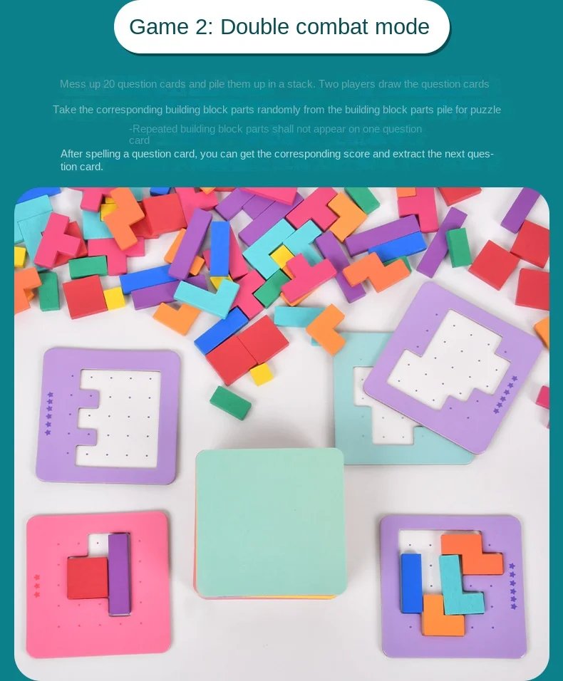 Rompecabezas de escritorio Montessori para ni&ntilde;os, juego de mesa de batalla, juguetes de matem&aacute;ticas Tangram, tablero de bloques de construcci&oacute;n, entrenamiento de formas de Color, regalo