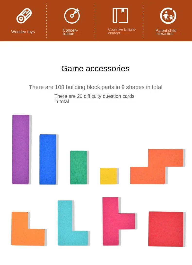 Rompecabezas de escritorio Montessori para ni&ntilde;os, juego de mesa de batalla, juguetes de matem&aacute;ticas Tangram, tablero de bloques de construcci&oacute;n, entrenamiento de formas de Color, regalo