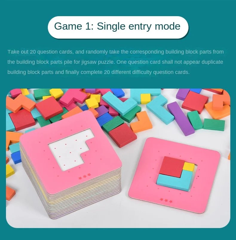 Rompecabezas de escritorio Montessori para ni&ntilde;os, juego de mesa de batalla, juguetes de matem&aacute;ticas Tangram, tablero de bloques de construcci&oacute;n, entrenamiento de formas de Color, regalo