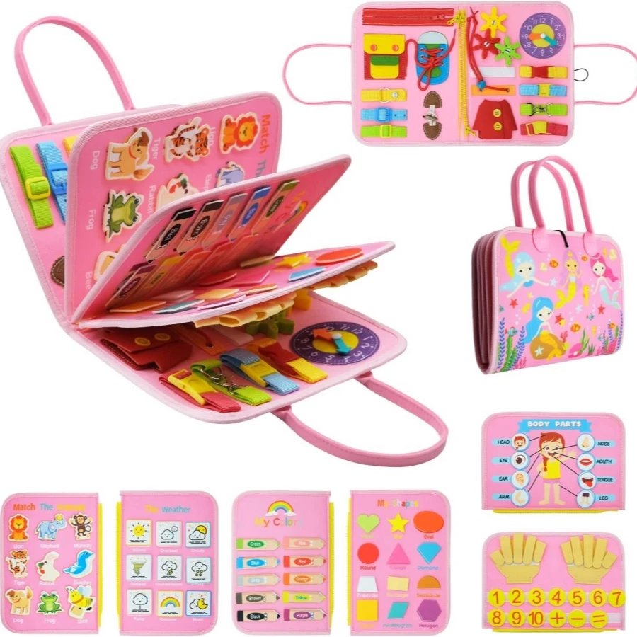 Tablero ocupado Montessori de 1 pieza, juguete educativo preescolar multifuncional, diseño de viaje portátil, entrenamiento de motor fino para niños, Tablero ocupado Montessori de 1 pieza, juguete educativo preescolar multifuncional, diseño de viaje portátil, entrenamiento de motor fino para niños,