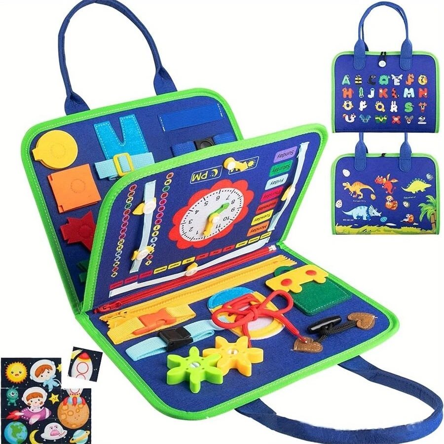 Tablero ocupado Montessori de 1 pieza, juguete educativo preescolar multifuncional, diseño de viaje portátil, entrenamiento de motor fino para niños, Tablero ocupado Montessori de 1 pieza, juguete educativo preescolar multifuncional, diseño de viaje portátil, entrenamiento de motor fino para niños,