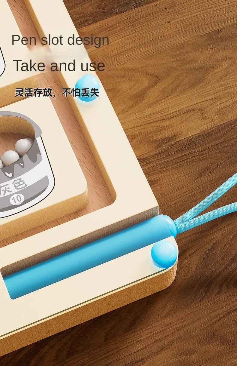 Juegos de clasificaci&oacute;n de colores magn&eacute;ticos Montessori, tablero de laberinto, bol&iacute;grafo, juegos de cuentas m&oacute;viles, Control de madera, juego sensorial, juguetes educativos para ni&ntilde;os