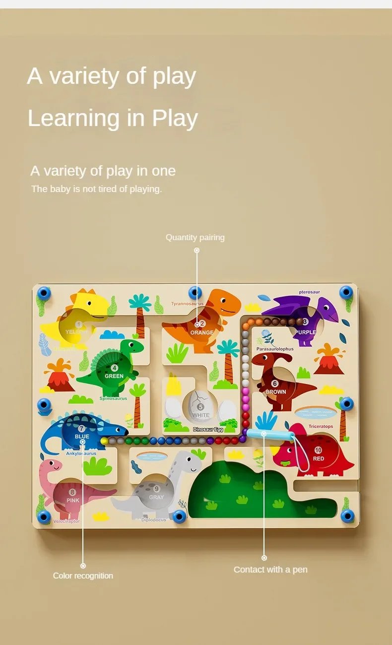 Juegos de clasificaci&oacute;n de colores magn&eacute;ticos Montessori, tablero de laberinto, bol&iacute;grafo, juegos de cuentas m&oacute;viles, Control de madera, juego sensorial, juguetes educativos para ni&ntilde;os