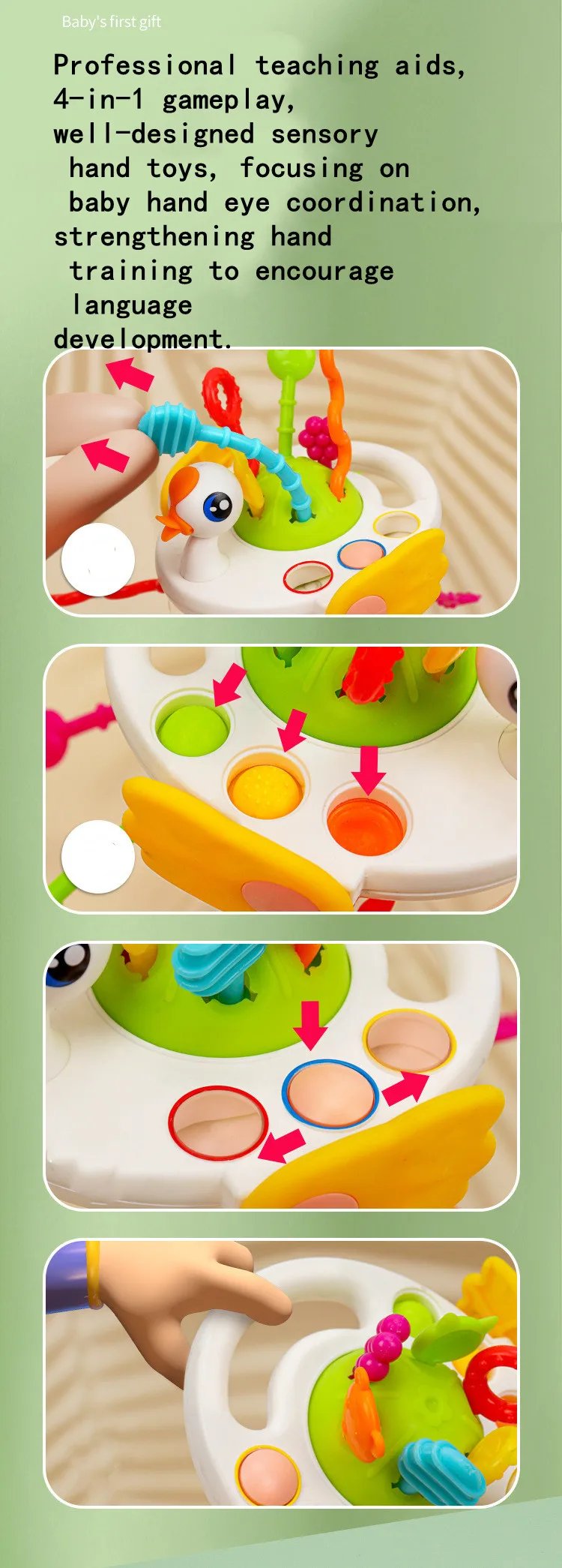 Juguetes sensoriales Montessori para beb&eacute; de 6 a 12 meses, juguetes de silicona para desarrollar la actividad de la dentici&oacute;n, juguetes educativos para beb&eacute; de 1 a 3 a&ntilde;os